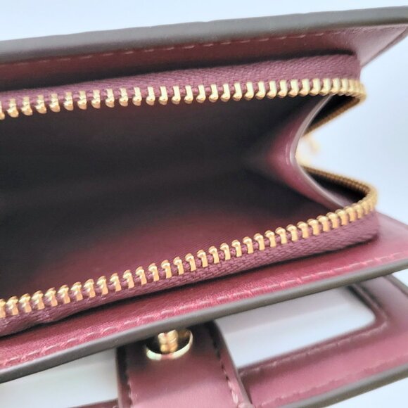 Coach C6092 Croc Embossed Leather Snap Wallet Merlot Clutch - Picture 7 of 7